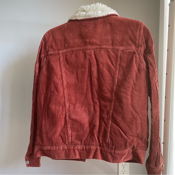 PacSun Faux Fur Collar Corduroy Oversized Jacket in Rust - Picture 7 of 14